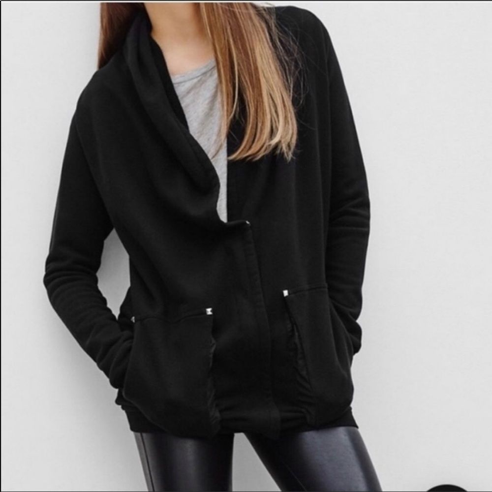 Aritzia Wilfred Roussea Zip Up Cardigan Sweater Ivory Cream Shawl Collar - Picture 2 of 16